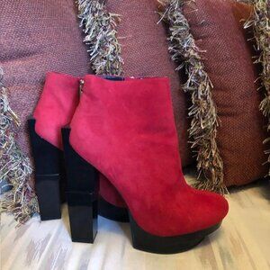 Dolce Vita Red Suede Platform Booties  "Jemma" US Size 9 New With Box Vintage
